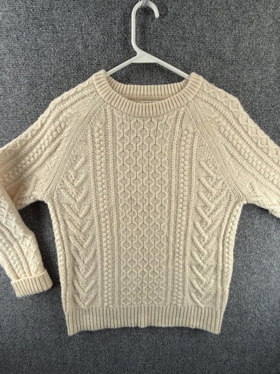 J.CREW Other - J. Crew Rugged Merino Fisherman Sweater Ivory Cable Knit Chunky Small Wool Uni